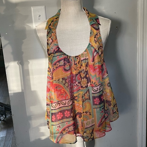 Free People Strawberry Oversized Flowy Colorful Scoop Neck Racerback Tank; M - Picture 15 of 16